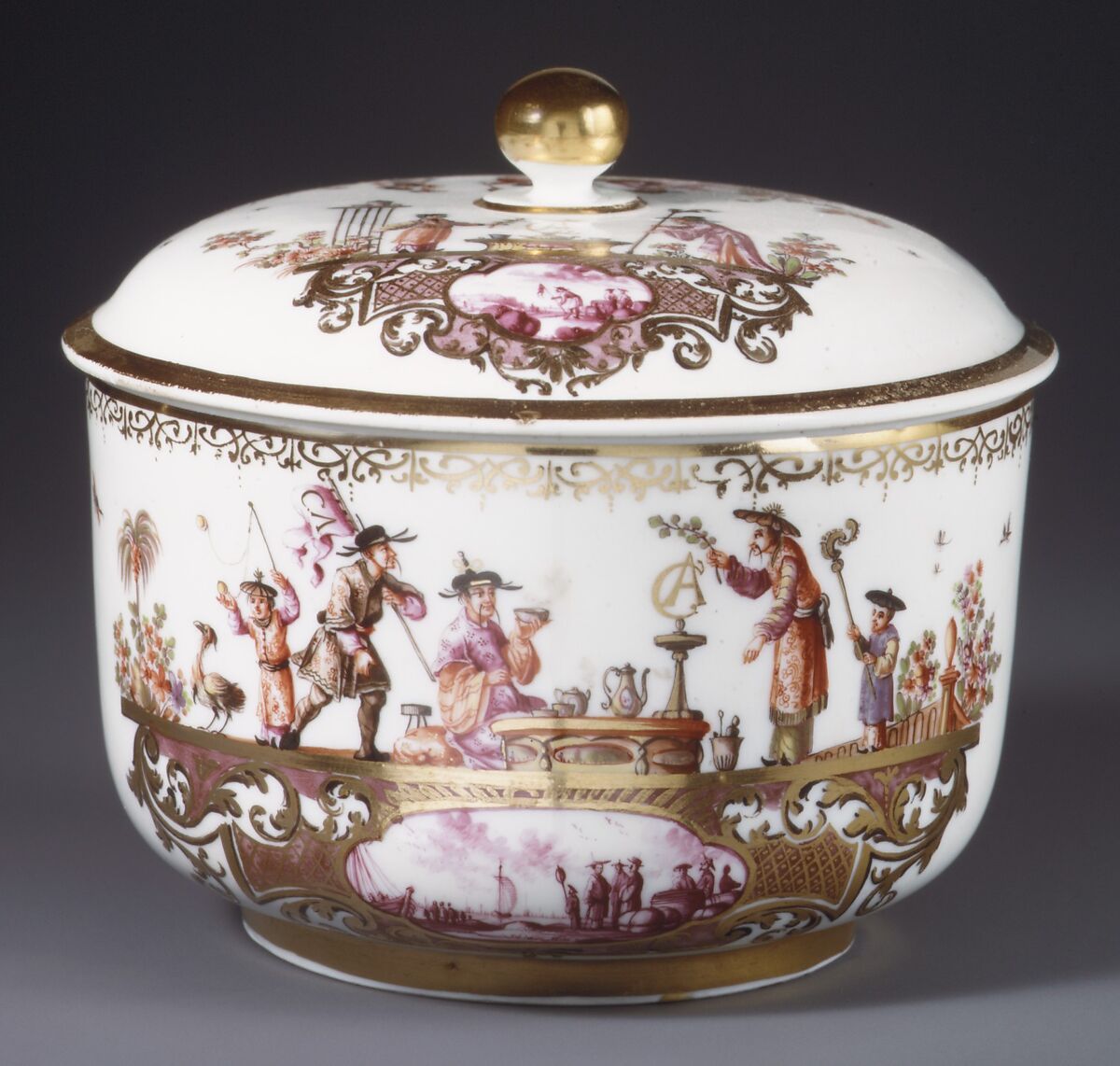 Sugar bowl with cover, Meissen Manufactory (German, 1710–present), Hard-paste porcelain, German, Meissen 