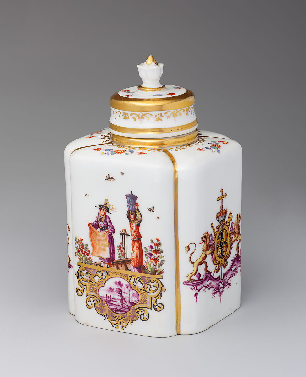 Tea caddy with cover, Meissen Manufactory (German, 1710–present), Hard-paste porcelain, German, Meissen