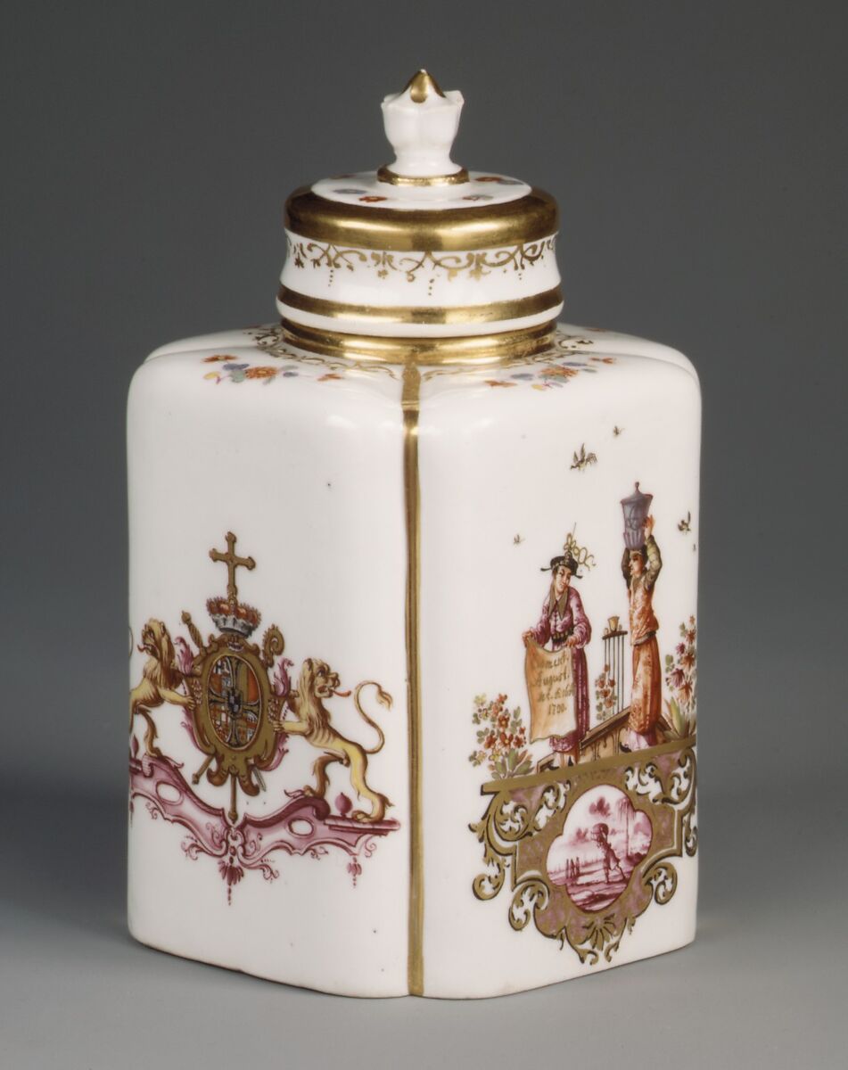 Tea caddy with cover, Meissen Manufactory (German, 1710–present), Hard-paste porcelain, German, Meissen