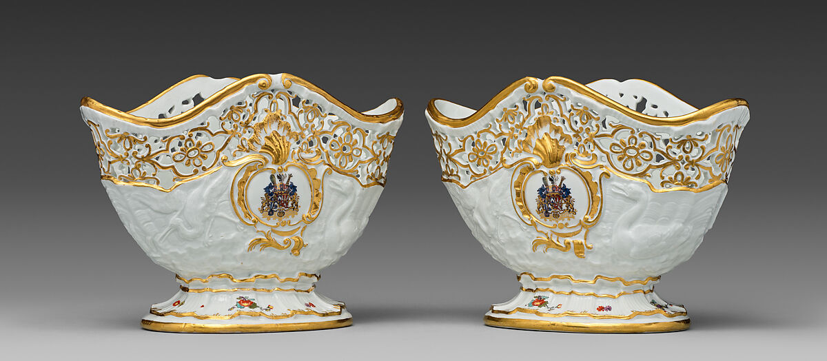 Wine bottle stand (one of a pair) (part of a service), Meissen Manufactory (German, 1710–present), Hard-paste porcelain, German, Meissen