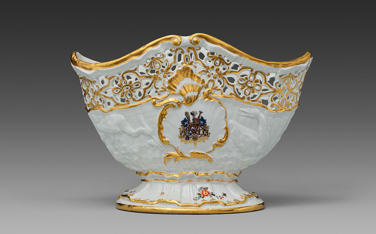 Wine bottle stand (one of a pair) (part of a service), Meissen Manufactory (German, 1710–present), Hard-paste porcelain, German, Meissen