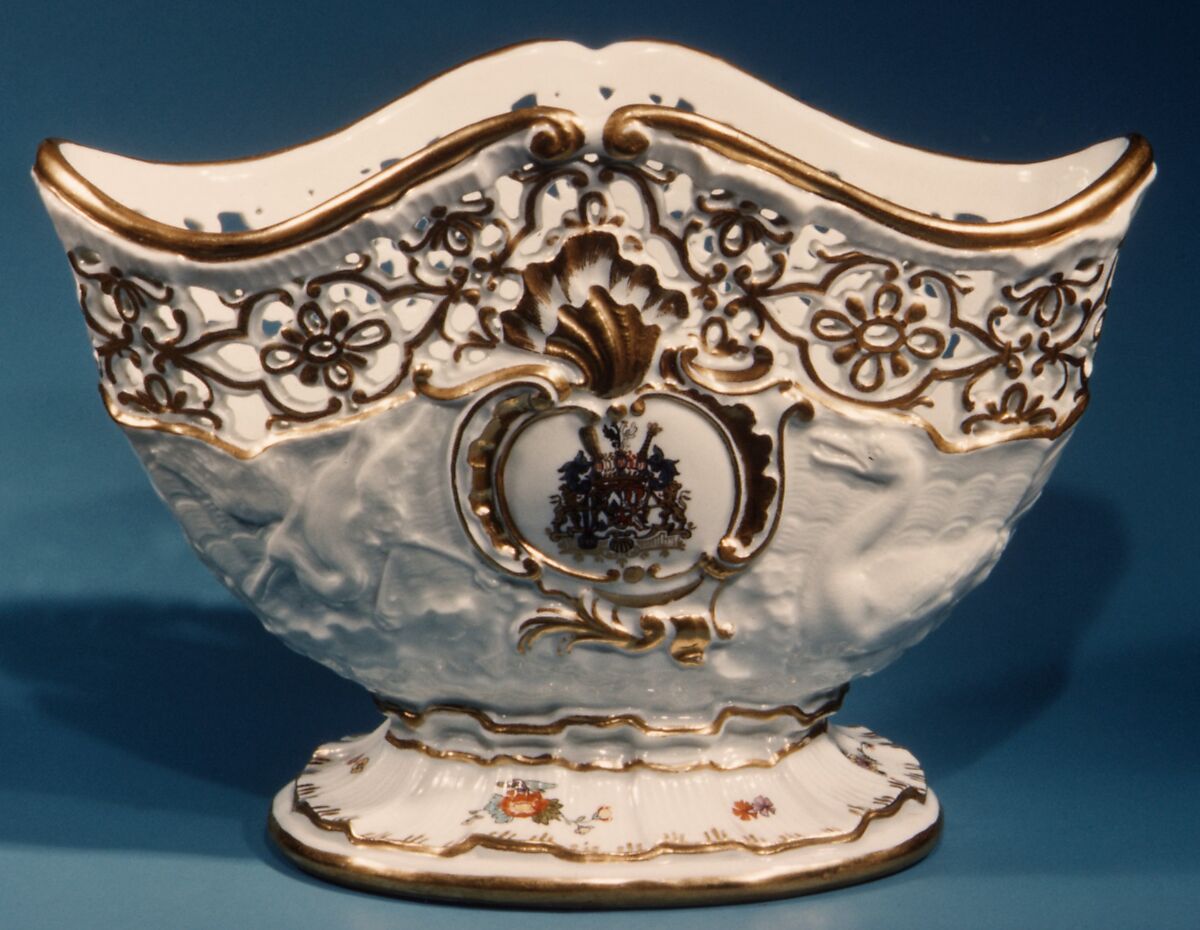 Wine bottle stand (one of a pair) (part of a service), Meissen Manufactory (German, 1710–present), Hard-paste porcelain, German, Meissen 