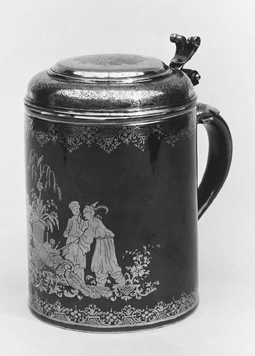 Tankard, Meissen Manufactory (German, 1710–present), Hard-paste porcelain, silver, German, Meissen 