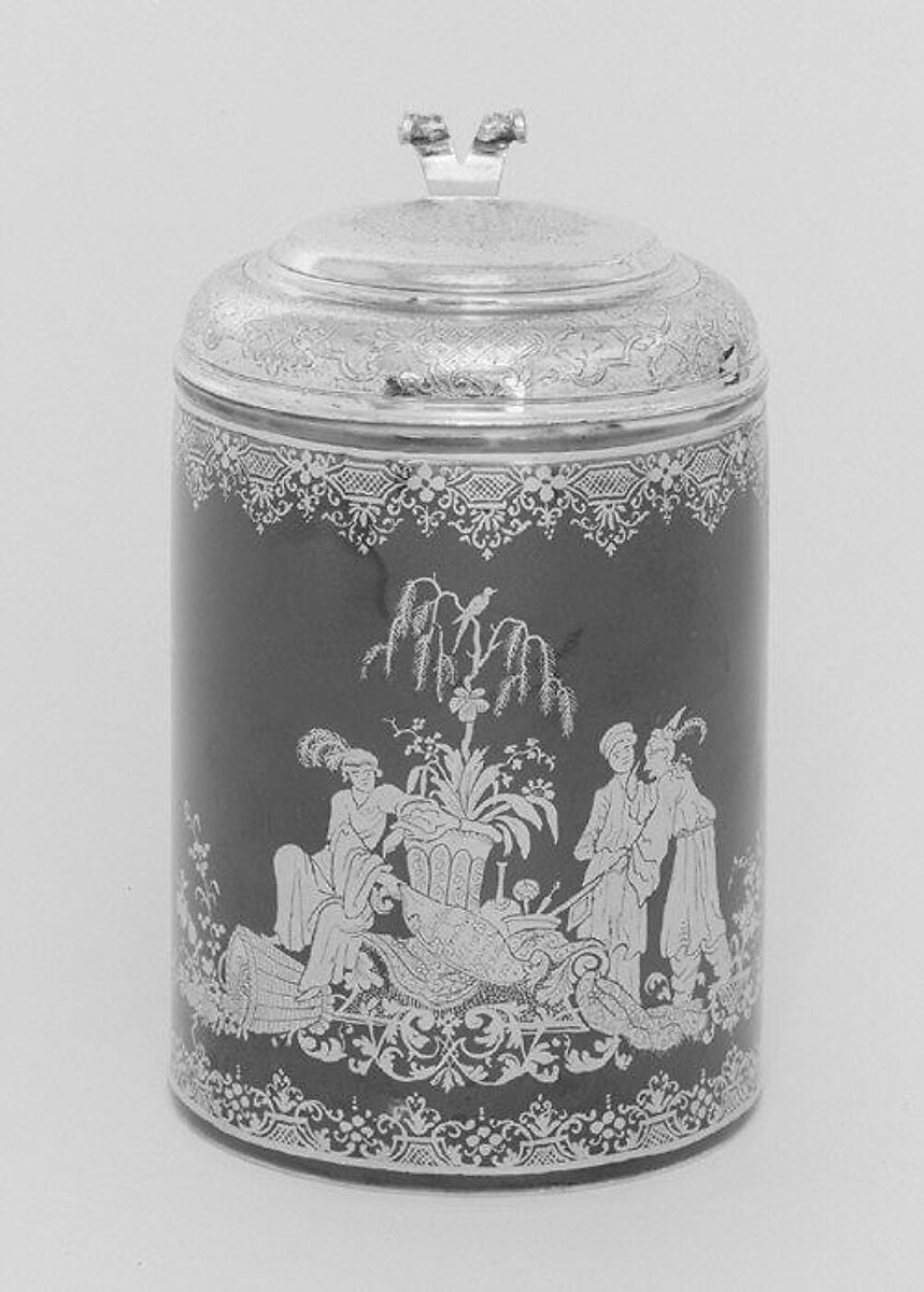 Tankard, Meissen Manufactory (German, 1710–present), Hard-paste porcelain, silver, German, Meissen