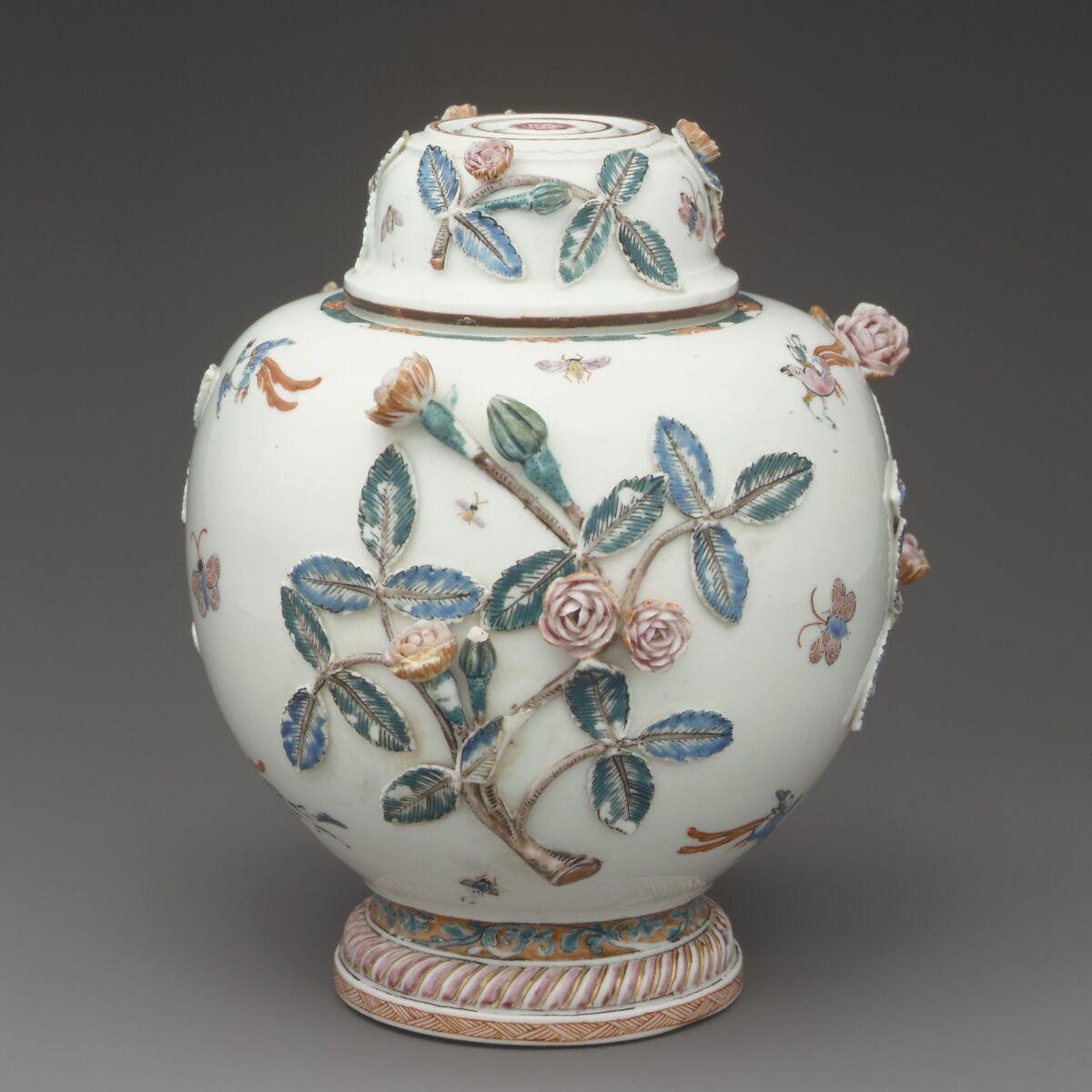 Vase with cover, Meissen Manufactory (German, 1710–present), Hard-paste porcelain, German, Meissen with Dutch decoration 