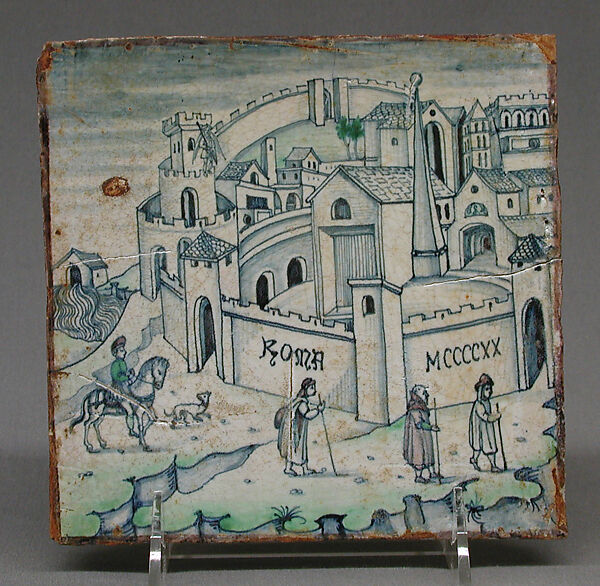 Tile, Maiolica (tin-glazed earthenware), Italian 