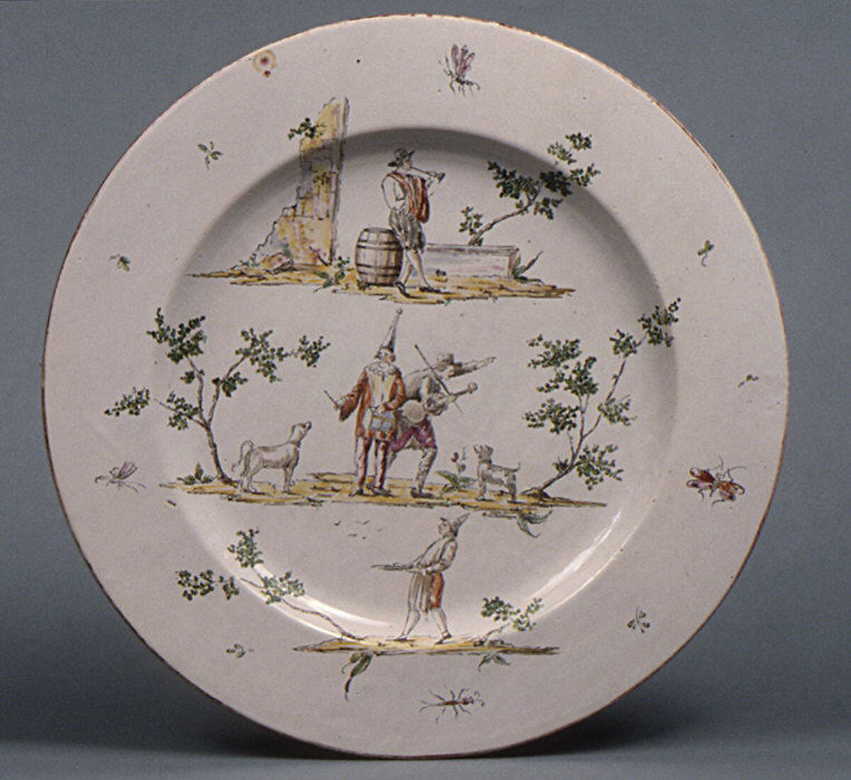 Dish, Decorator (obverse) Felice Clerici (Italian, active Milan, 1745–88), Tin-glazed earthenware, Italian, Milan 