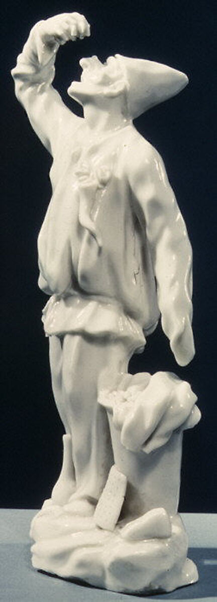 Pulcinella, Real Fabrica de Buen Retiro (Spanish), Soft-paste porcelain, Spanish, Madrid (Buen Retiro)