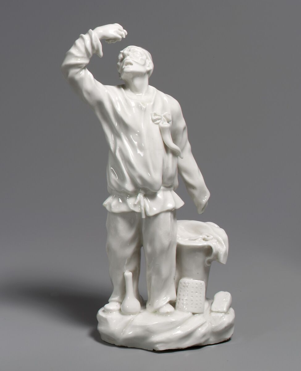 Pulcinella, Real Fabrica de Buen Retiro (Spanish), Soft-paste porcelain, Spanish, Madrid (Buen Retiro) 