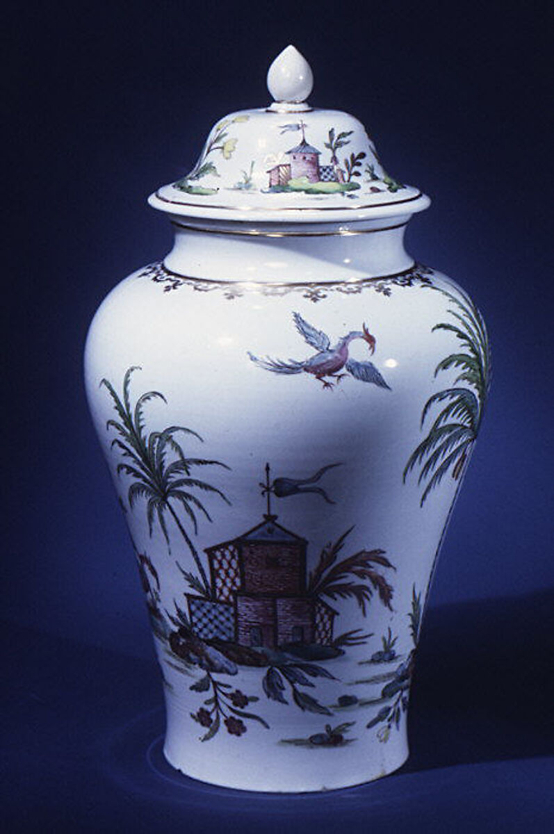 Vase with cover, Cozzi Manufactory (Italian, 1764–1812), Hard-paste porcelain, Italian, Venice 