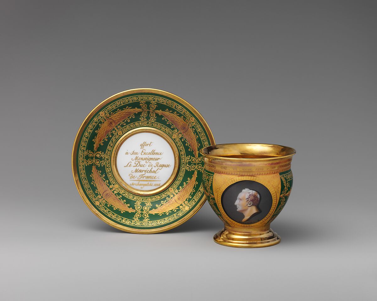 Cup and saucer, Yusupoff Factory (Russian, 1814–1831), Hard-paste porcelain, Russian, Arkhangelskoye