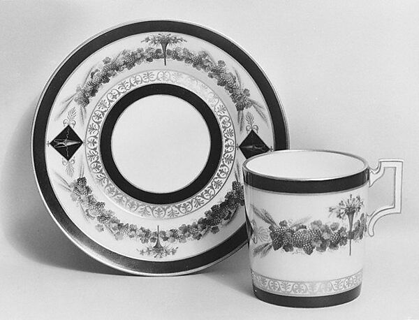 Cup and saucer, Imperial Porcelain Manufactory, St. Petersburg (Russian, 1744–present), Hard-paste porcelain, Russian, St. Petersburg 