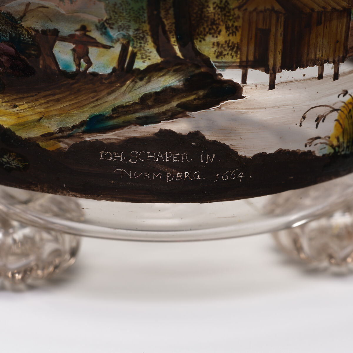 Beaker, Johann Schaper (German, 1621–1670), Glass, painted, German, Nuremberg