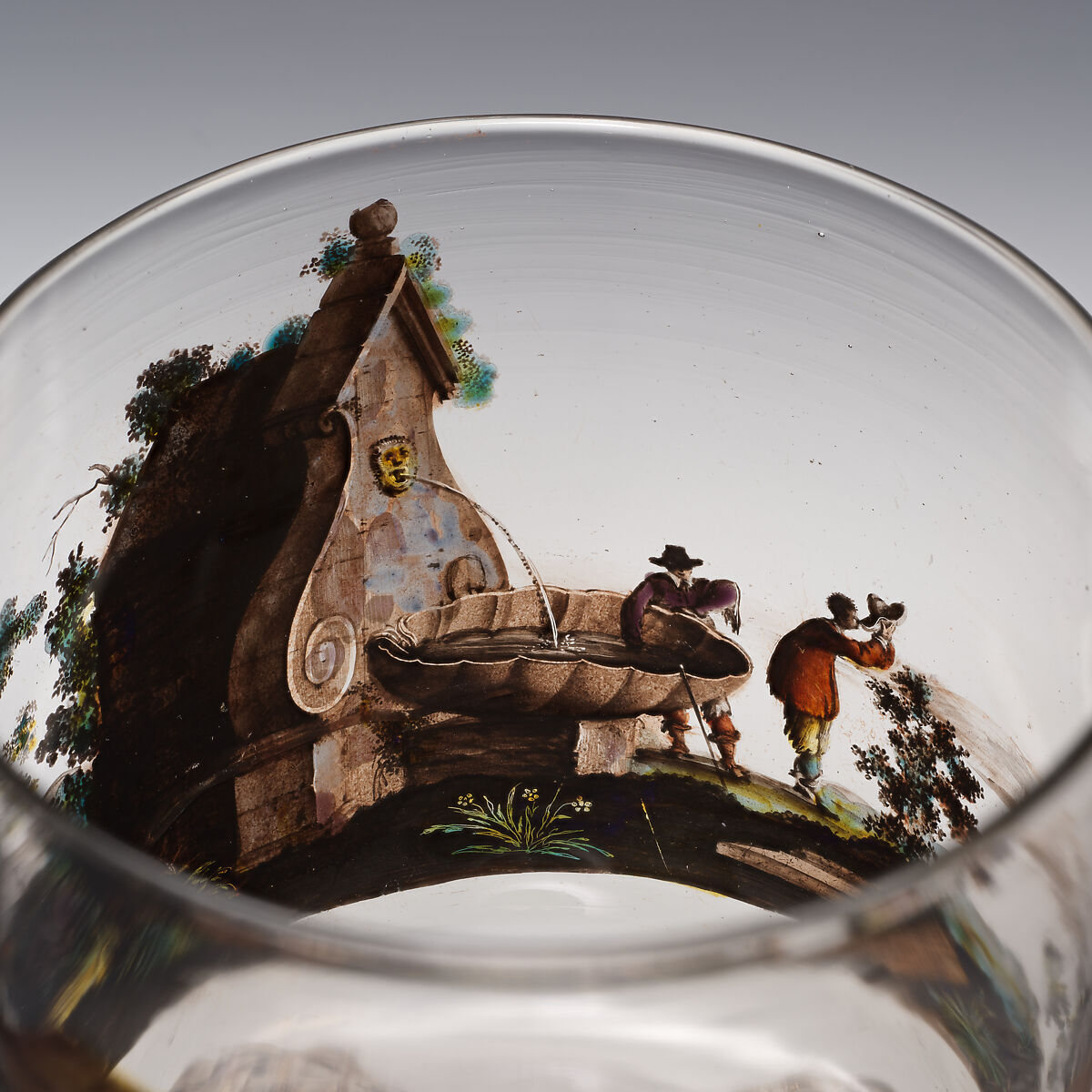 Beaker, Johann Schaper (German, 1621–1670), Glass, painted, German, Nuremberg