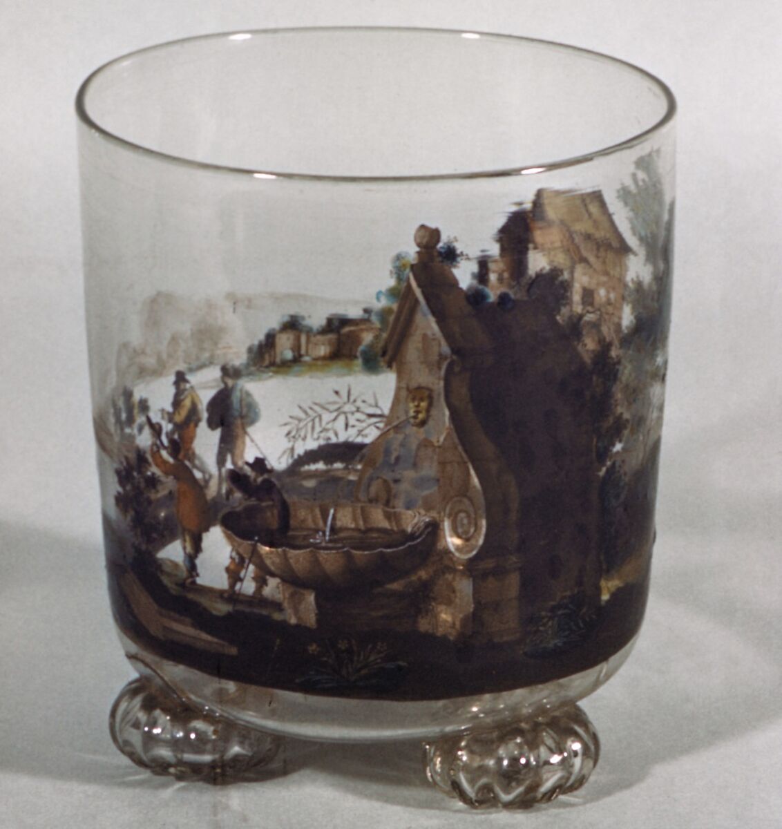 Beaker, Johann Schaper (German, 1621–1670), Glass, painted, German, Nuremberg 