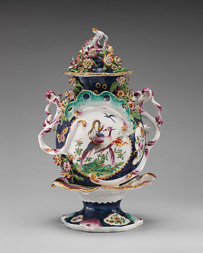Oswald Army Lake Titicaca Bow Porcelain Factory | Vase with cover (part of a garniture) | British, Bow,  London | The Metropolitan Museum of Art