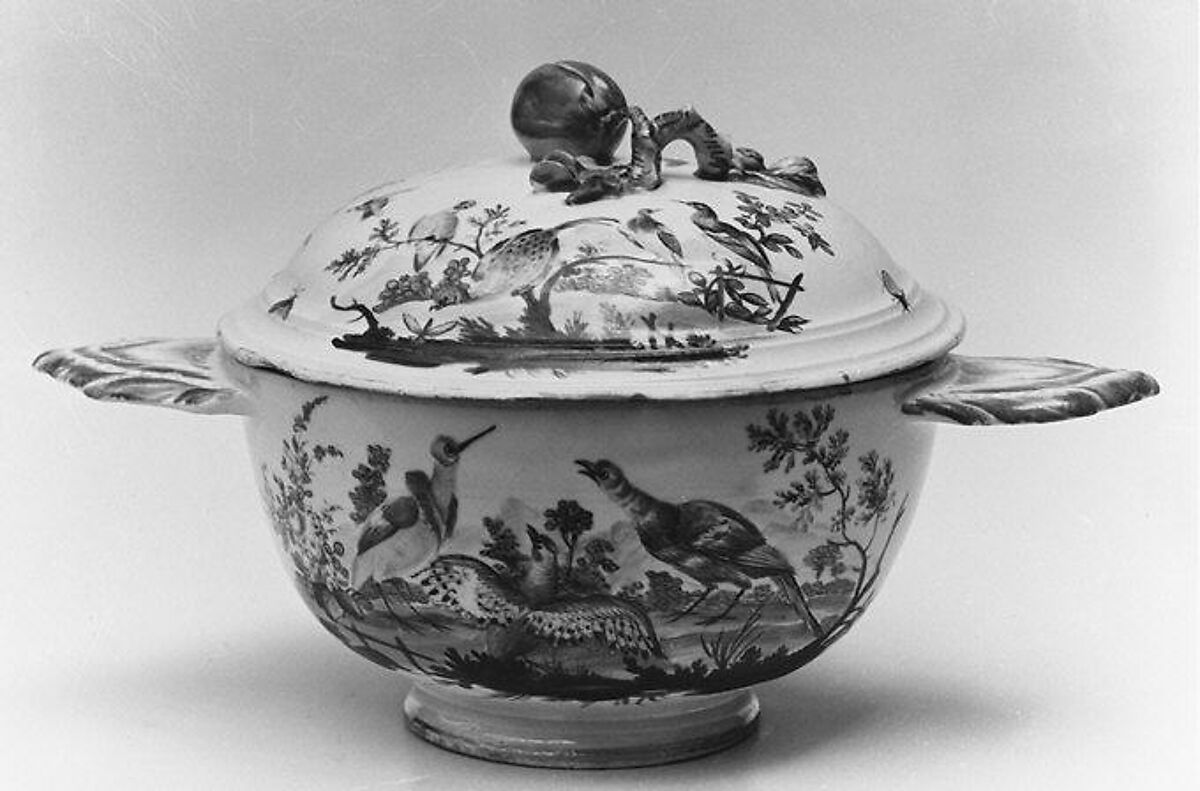 Bowl with cover, Sceaux, Lead-glazed creamware, French, Sceaux 