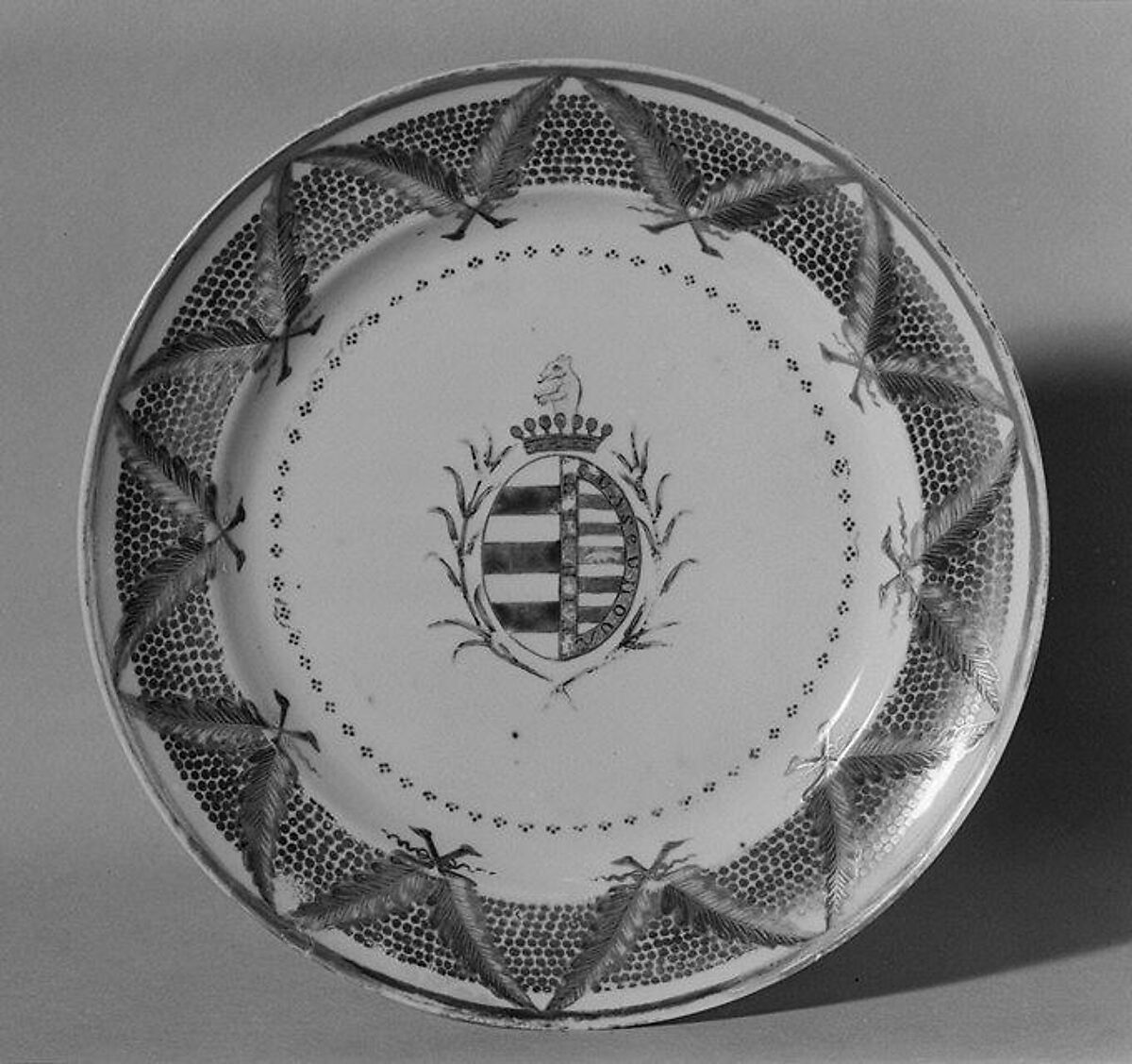 Plate (part of a service), Hard-paste porcelain, Chinese, for Portuguese market 