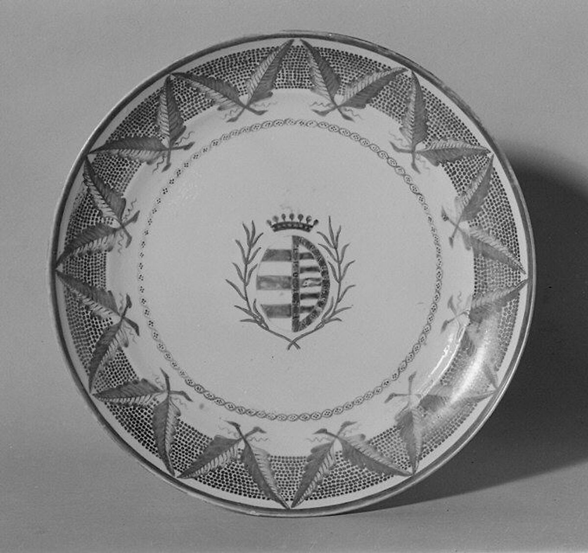 Plate (part of a service), Hard-paste porcelain, Chinese, for Portuguese market 