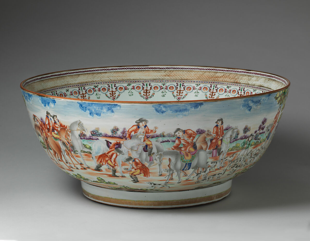 Punch bowl, Hard-paste porcelain, Chinese, possibly for British market 
