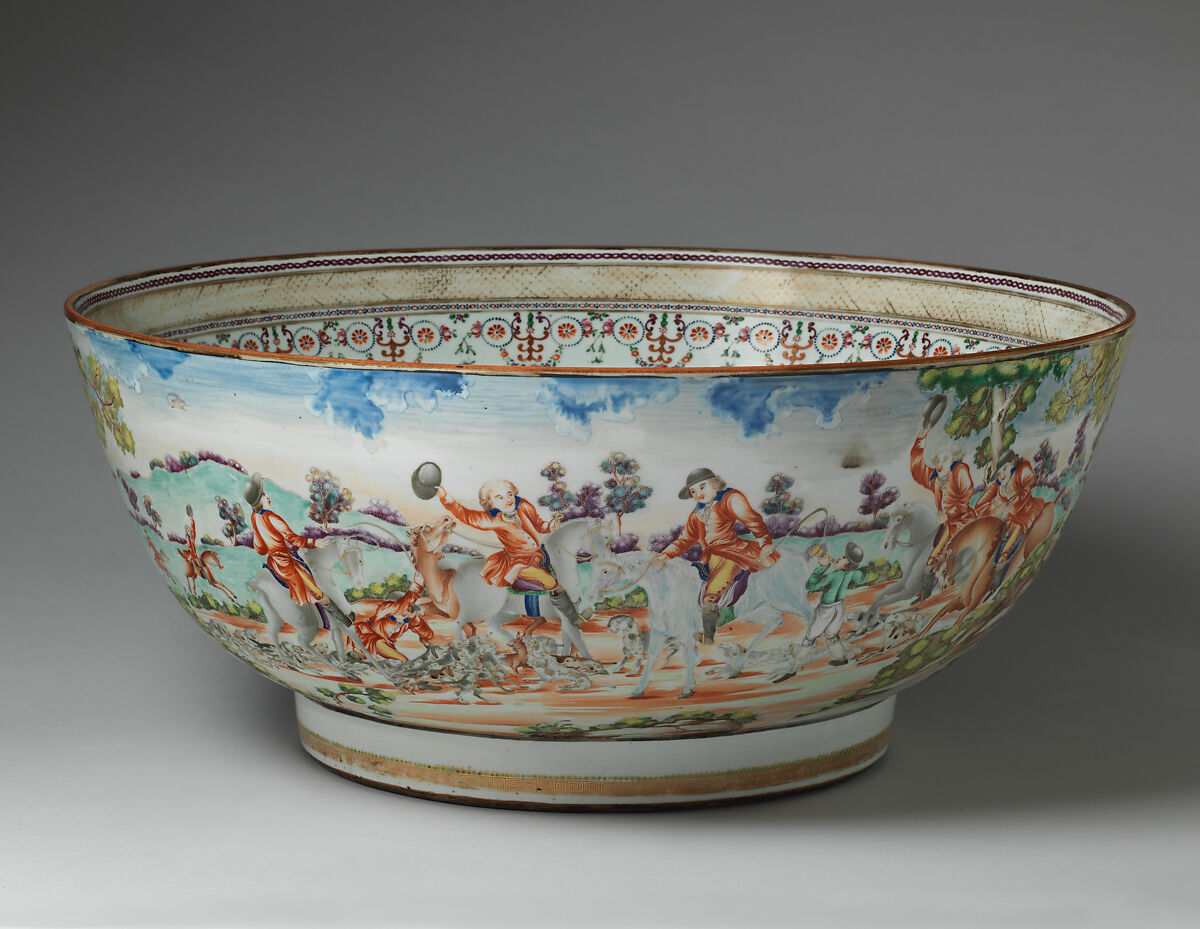 Punch bowl, Hard-paste porcelain, Chinese, possibly for British market