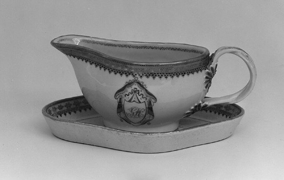 Sauceboat (part of a service), Hard-paste porcelain, Chinese, for British market