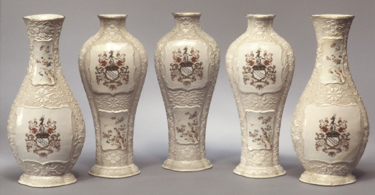 Vase (part of a garniture), Hard-paste porcelain, Chinese, for British market 
