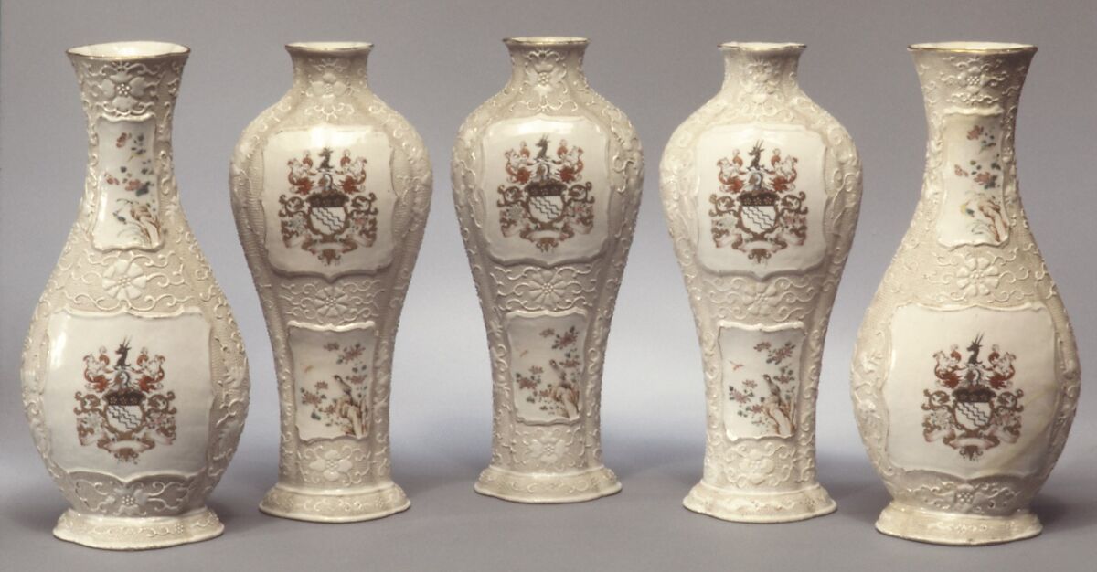 Vase (part of a garniture), Hard-paste porcelain, Chinese, for British market