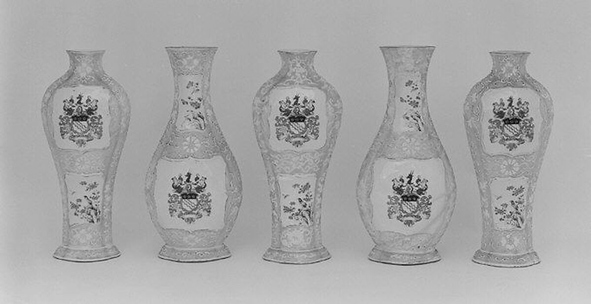 Vase (part of a garniture), Hard-paste porcelain, Chinese, for British market