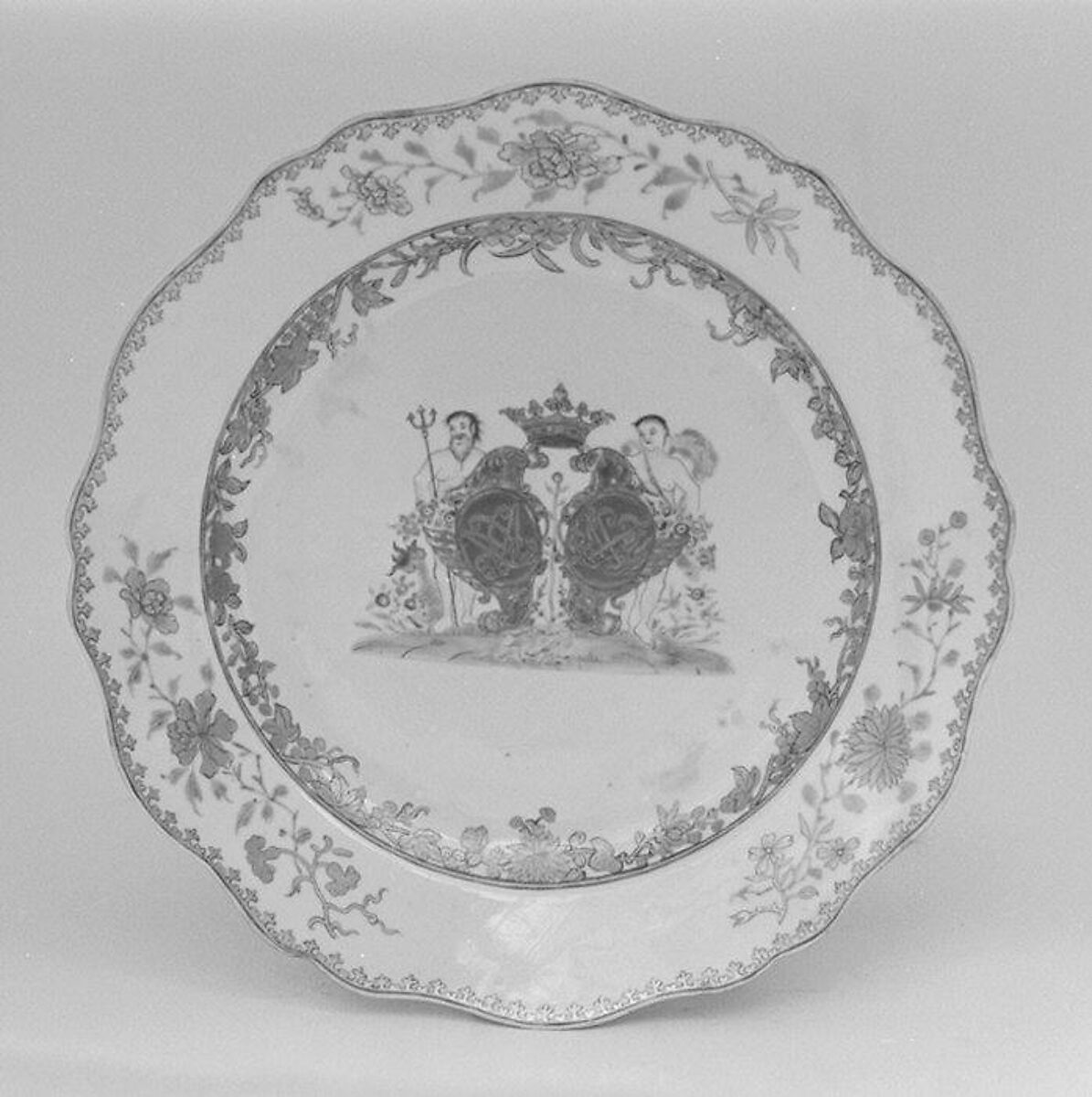 Plate (part of a service), Hard-paste porcelain, Chinese, for Danish market 