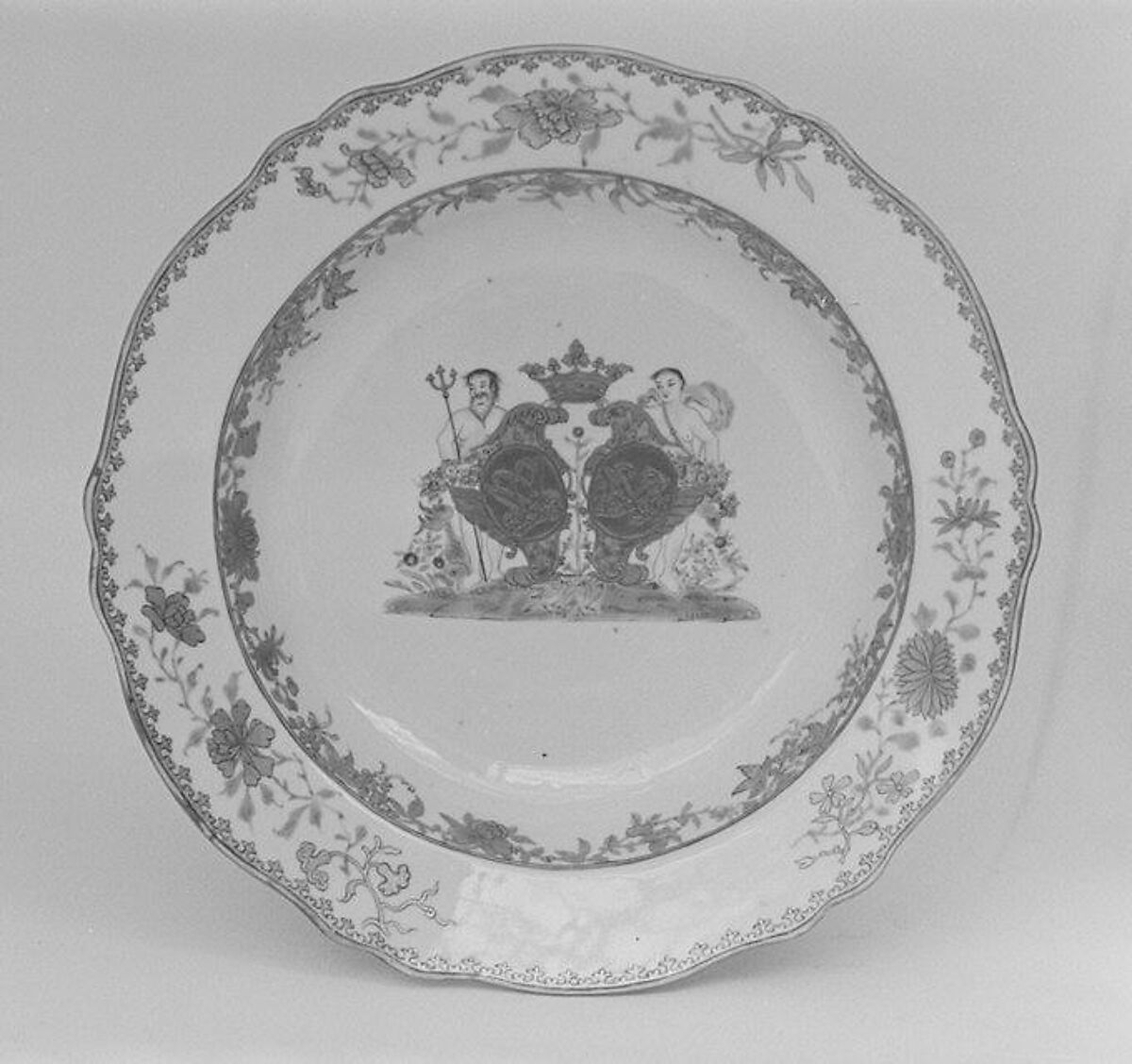 Soup plate (part of a service), Hard-paste porcelain, Chinese, for Danish market 