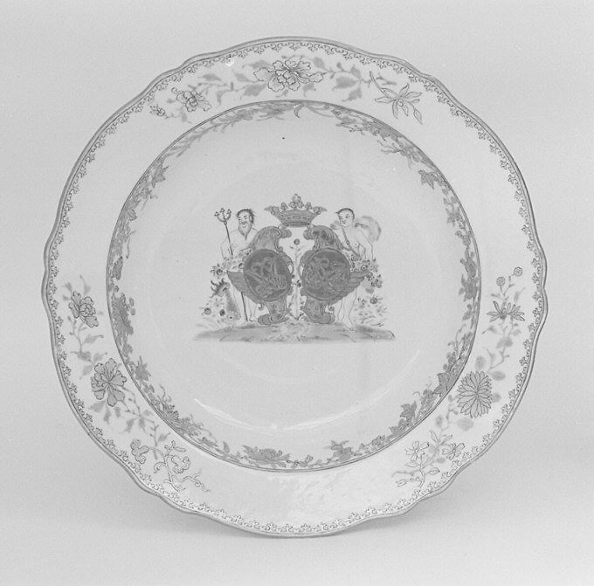 Soup plate (part of a service), Hard-paste porcelain, Chinese, for Danish market 