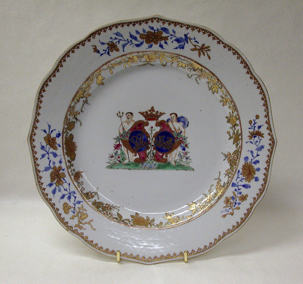 Plate (part of a service), Hard-paste porcelain, Chinese, for Danish market 