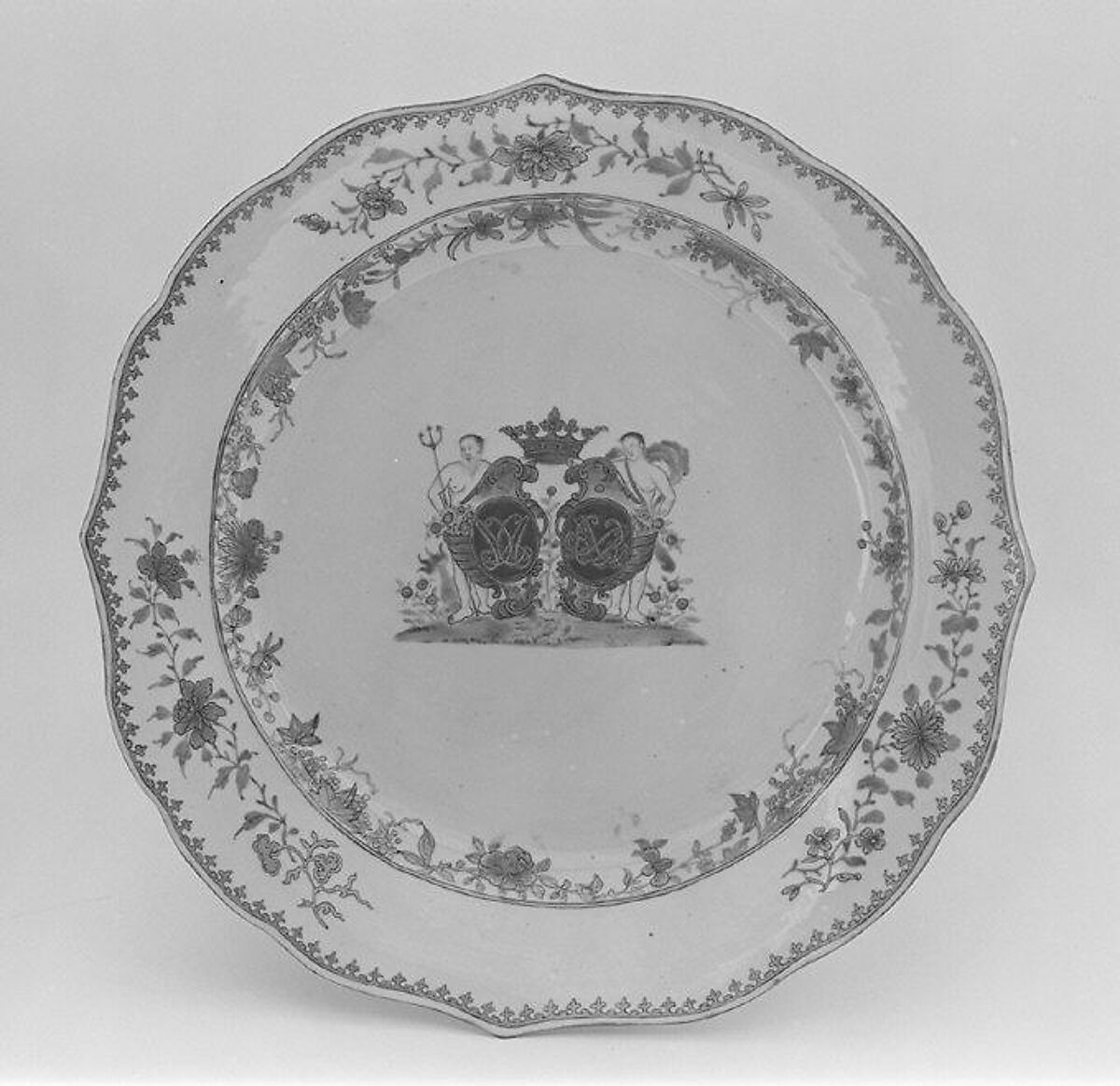 Plate (part of a service), Hard-paste porcelain, Chinese, for Danish market 