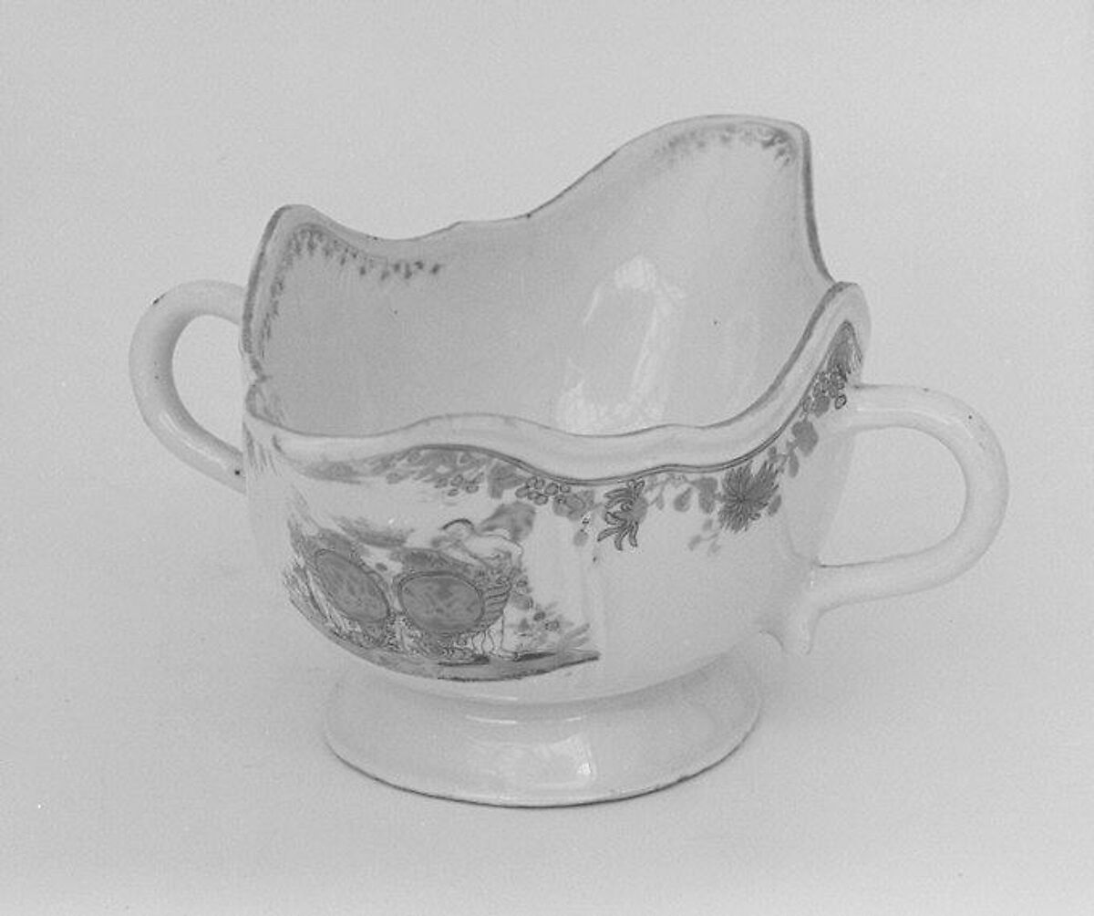 Gravy boat (part of a service), Hard-paste porcelain, Chinese, for Danish market 