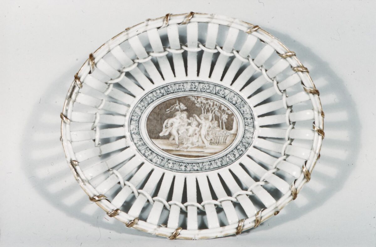 Basket (part of a set), Hard-paste porcelain, Chinese, for British market