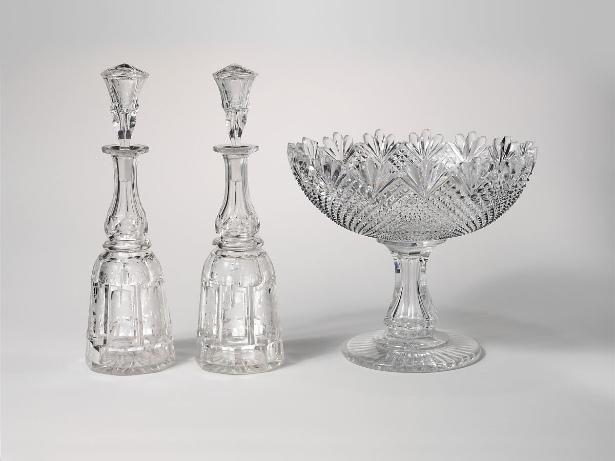 Compote, Joseph Stouvenal and Company (New York, 1851–57), cut and engraved glass, American