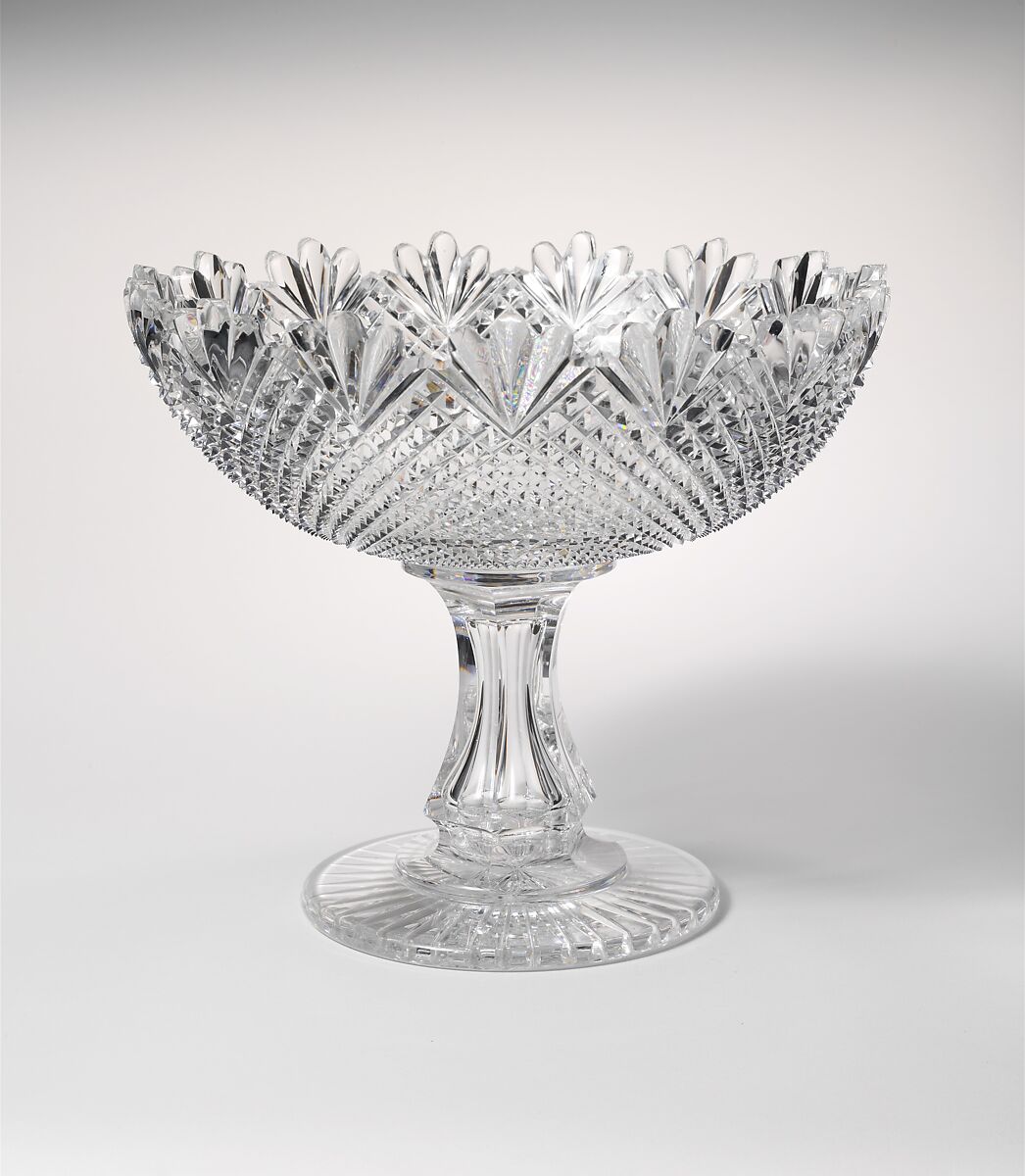 Compote, Joseph Stouvenal and Company (New York, 1851–57), cut and engraved glass, American 