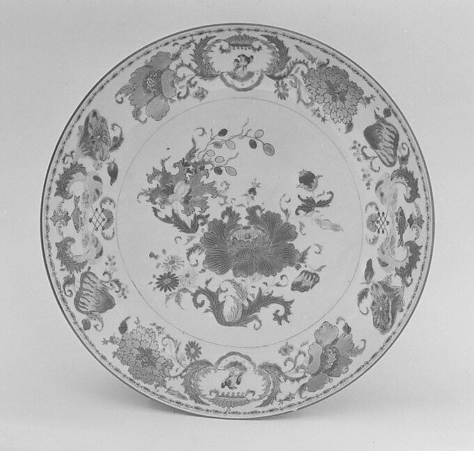 Plate (part of a set), Hard-paste porcelain, Chinese, for Continental Europepan (probably French) market 