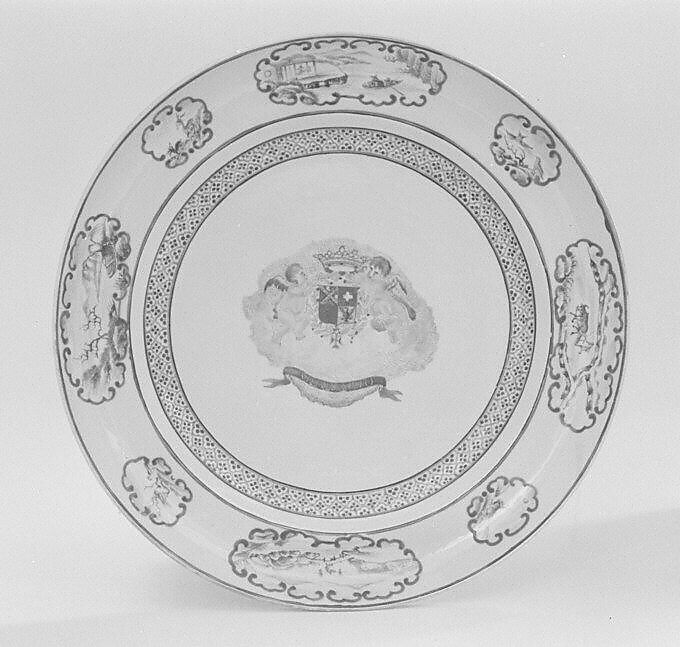 Dinner plate (part of a service), Hard-paste porcelain, Chinese, for Portuguese market 