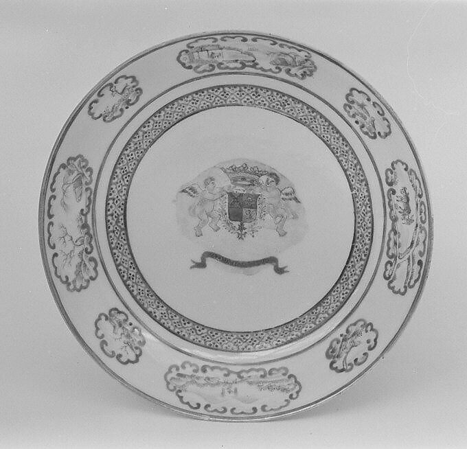 Saucer (part of a service), Hard-paste porcelain, Chinese, for Portuguese market 