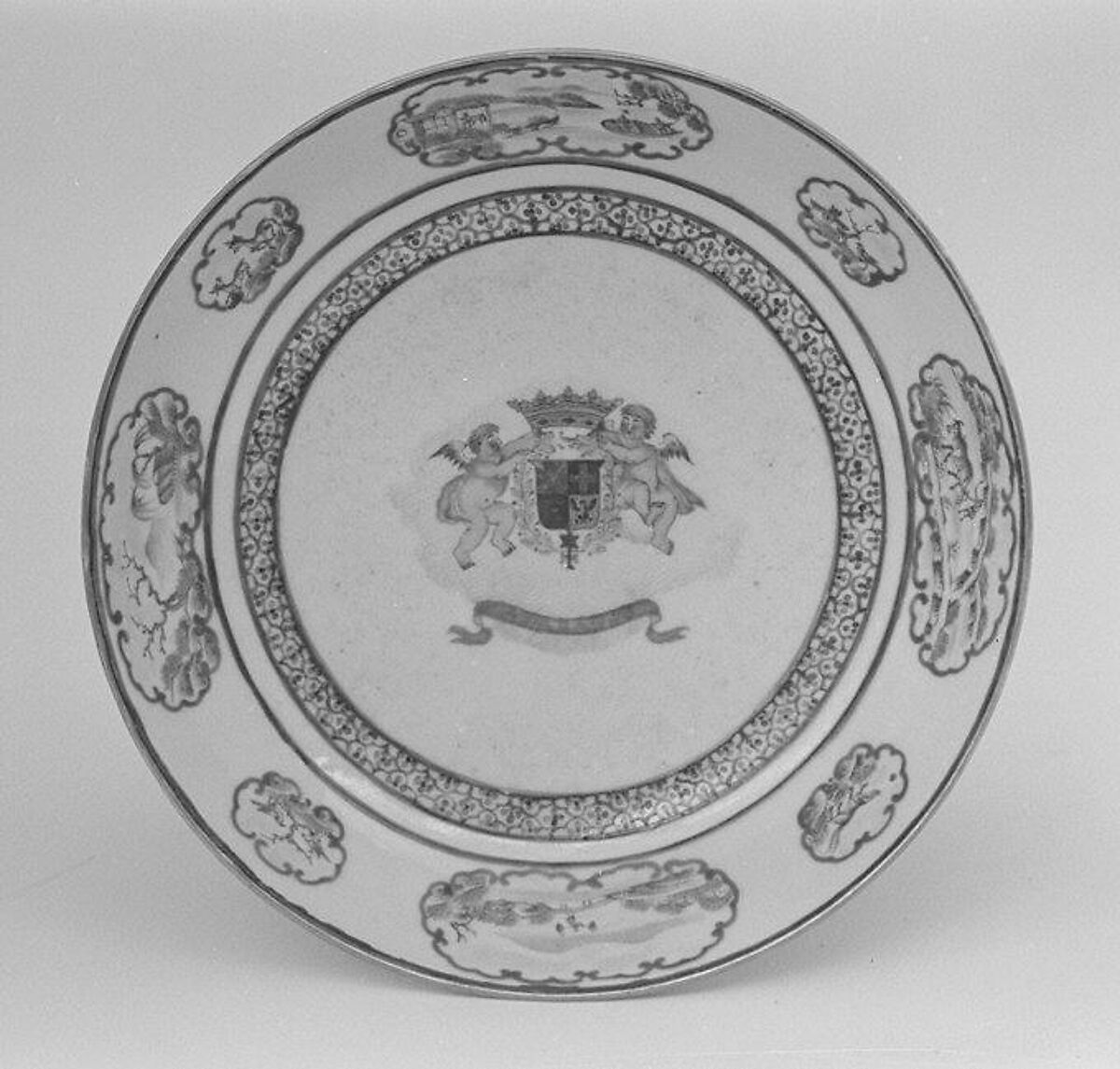 Saucer (part of a service), Hard-paste porcelain, Chinese, for Portuguese market 