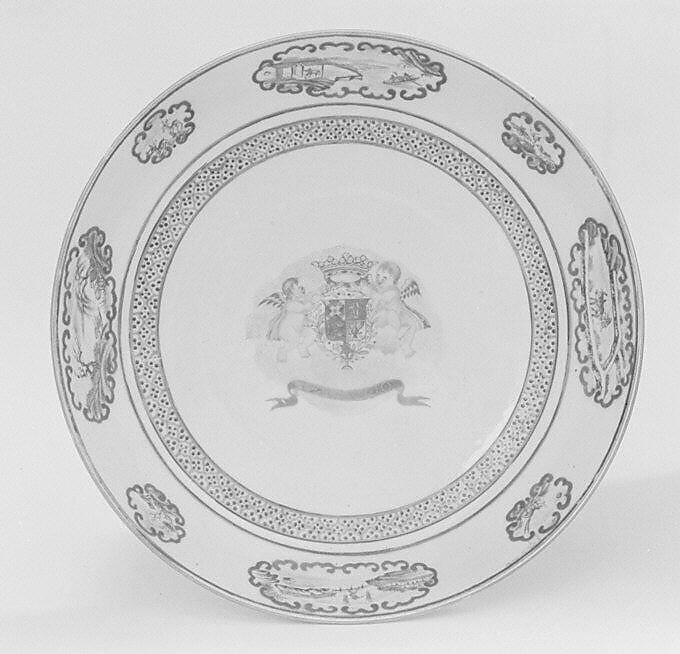 Soup plate (part of a service), Hard-paste porcelain, Chinese, for Portuguese market 