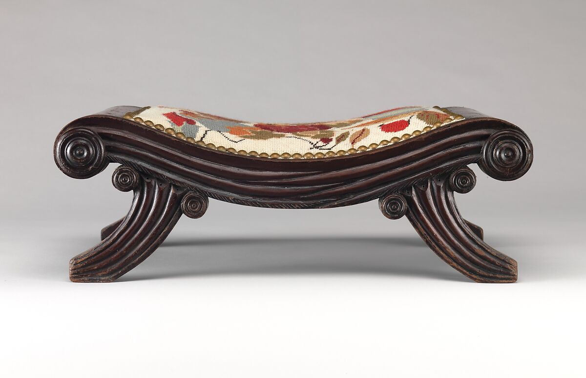 Pair of foot stools, Mahogany with white pine seat rails, American