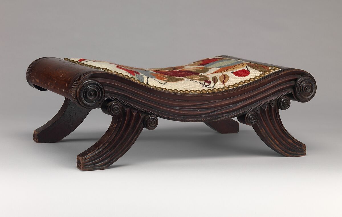 Pair of foot stools, Mahogany with white pine seat rails, American