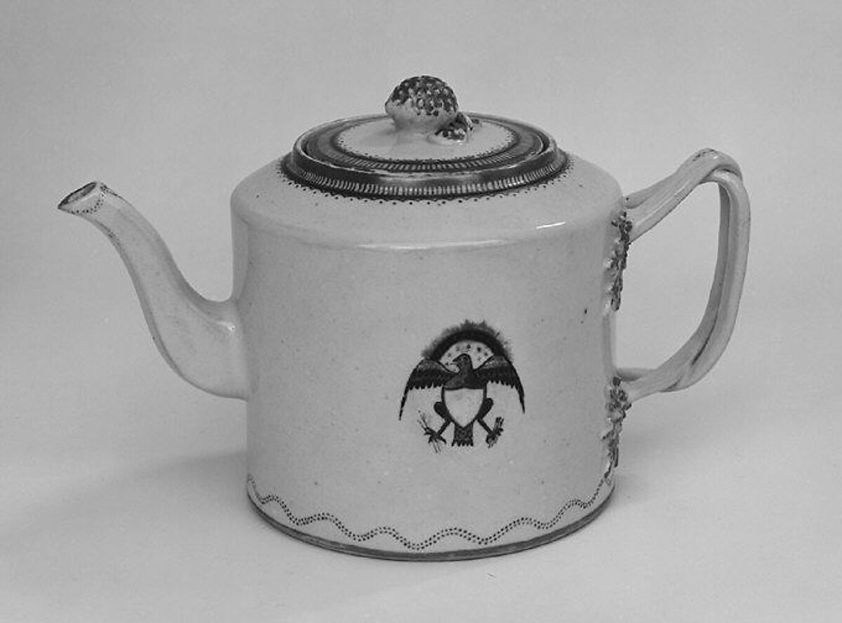 Teapot (part of a service), Hard-paste porcelain, Chinese, for American market 