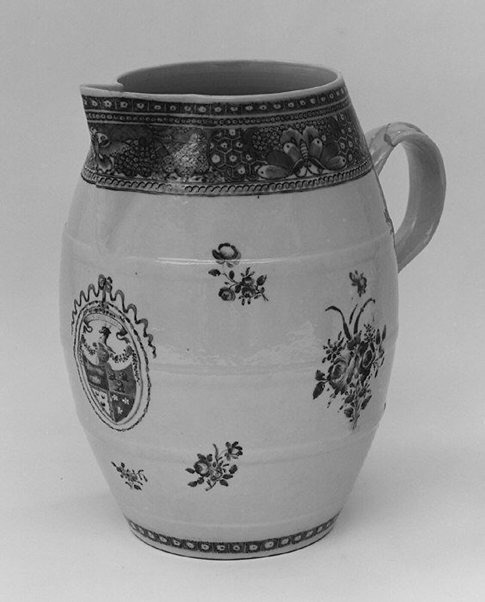 Pitcher (part of a service), Hard-paste porcelain, Chinese, for British market 
