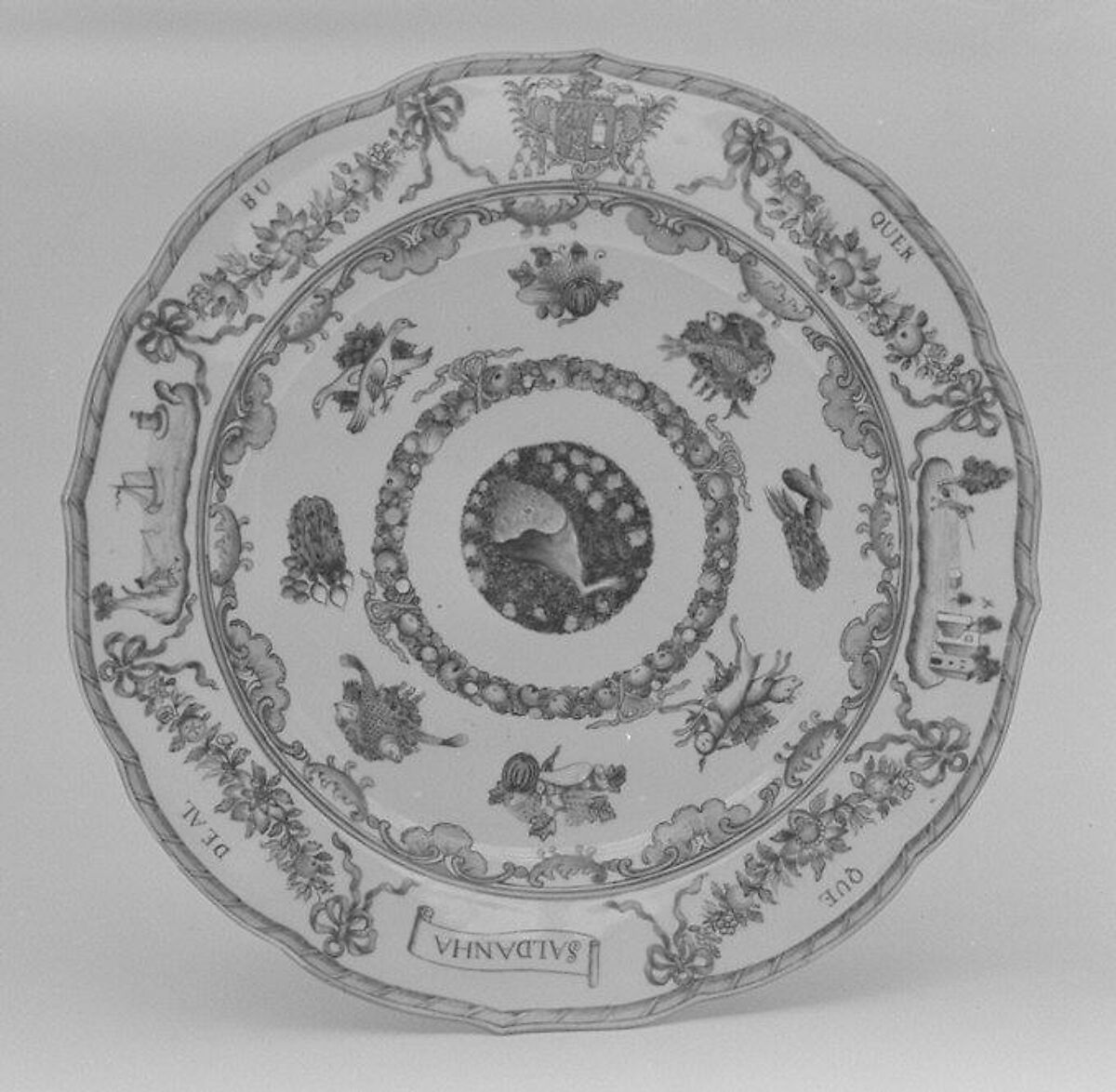 Plate (part of a service), Hard-paste porcelain, Chinese, for Portuguese market 