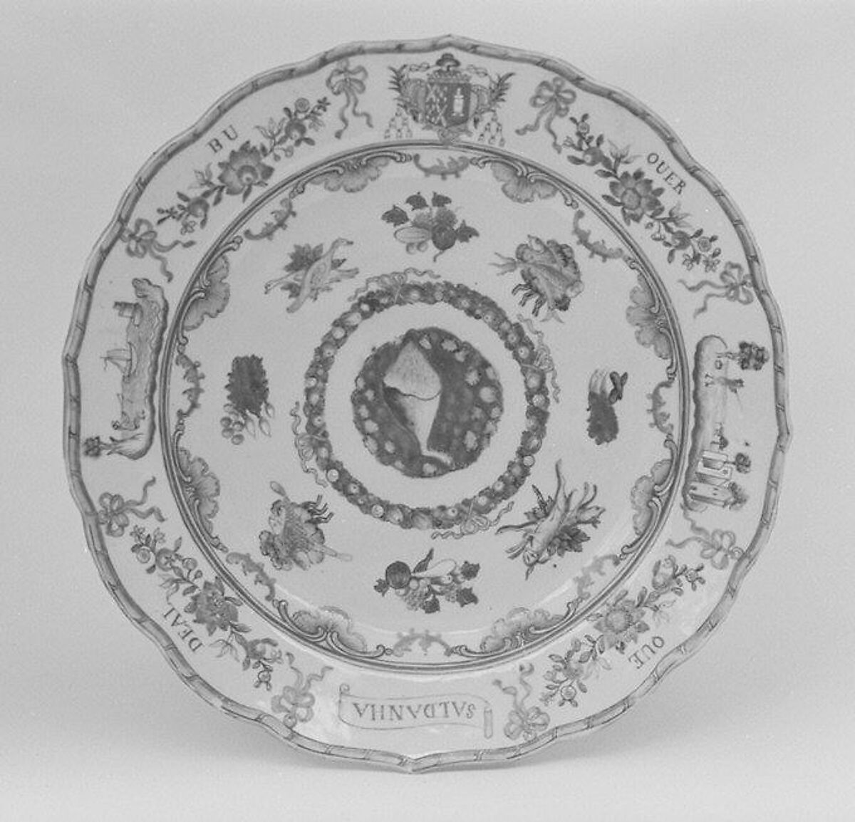 Plate (part of a service), Hard-paste porcelain, Chinese, for Portuguese market 