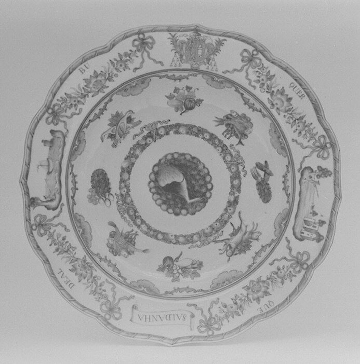 Soup plate (part of a service), Hard-paste porcelain, Chinese, for Portuguese market 